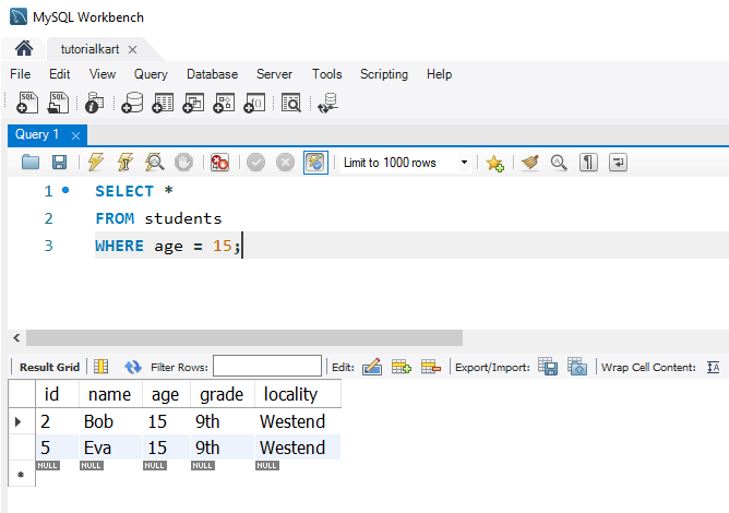 SQL SELECT Example - Using WHERE Clause to Filter Rows