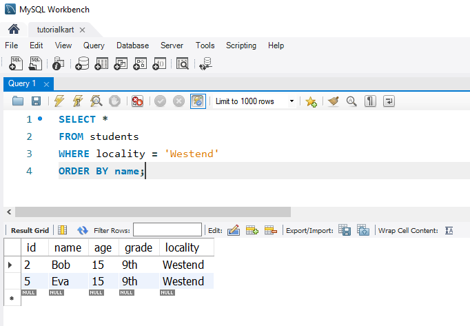 SQL SELECT Example - Combining WHERE and ORDER BY