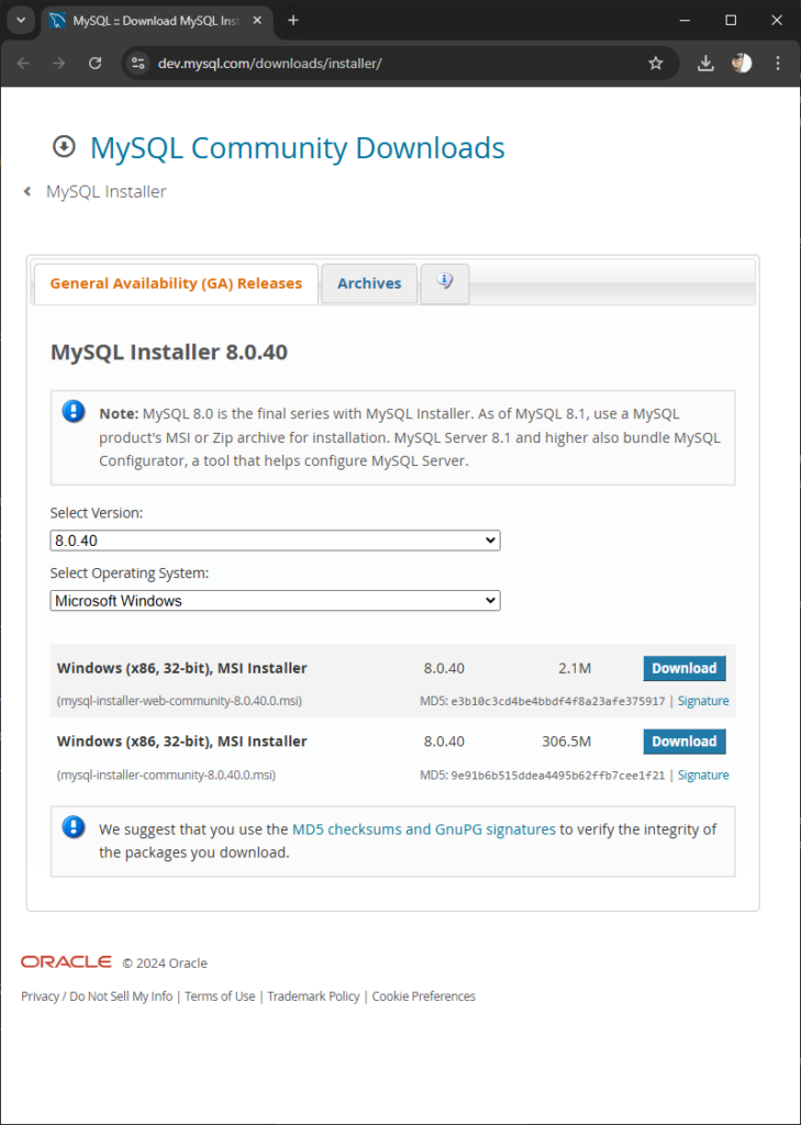 Install MySQL Server - Download MySQL Installer