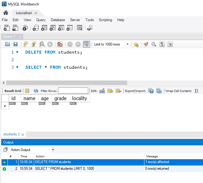 SQL DELETE - Deleting All Rows in a Table