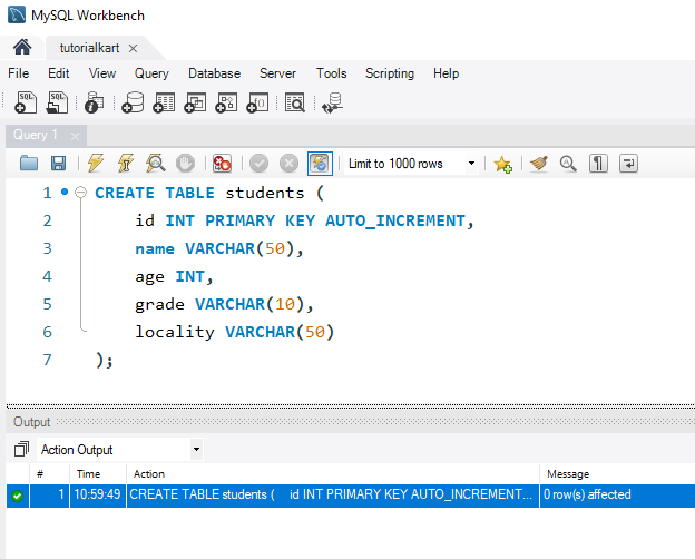 SQL INSERT Example - Creating Table in Database