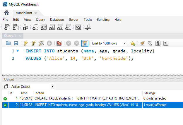 SQL INSERT - Inserting a Single Row