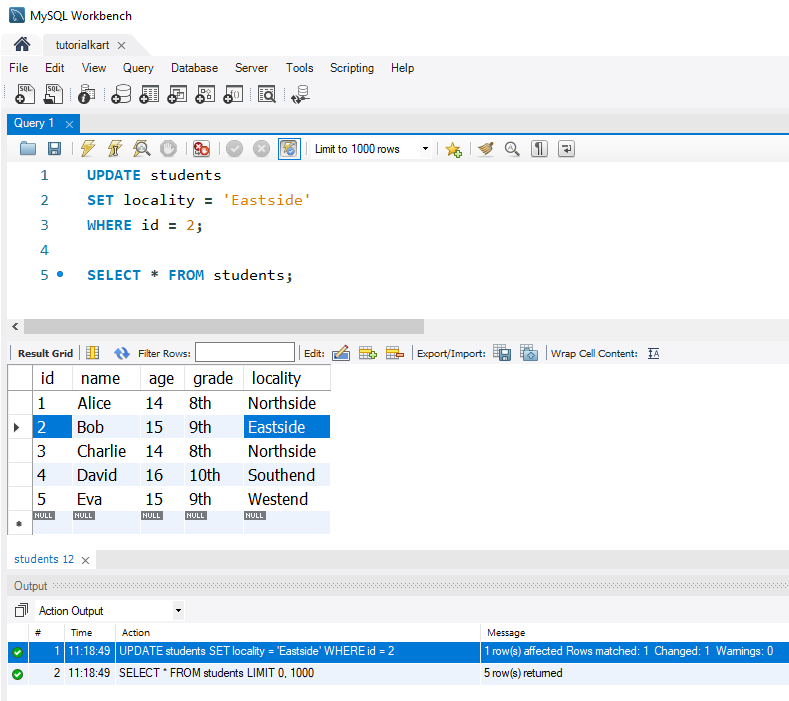 SQL UPDATE Statement - Updating a Single Column in a Specific Row