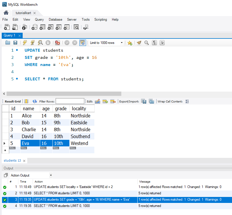 SQL UPDATE Statement - Updating Multiple Columns in a Single Row