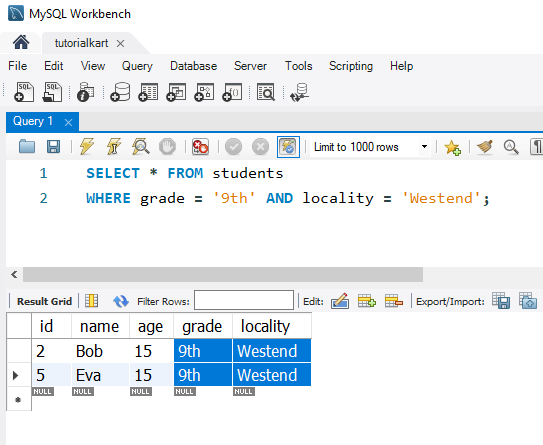 SQL AND Operator - Selecting Rows with Two Conditions