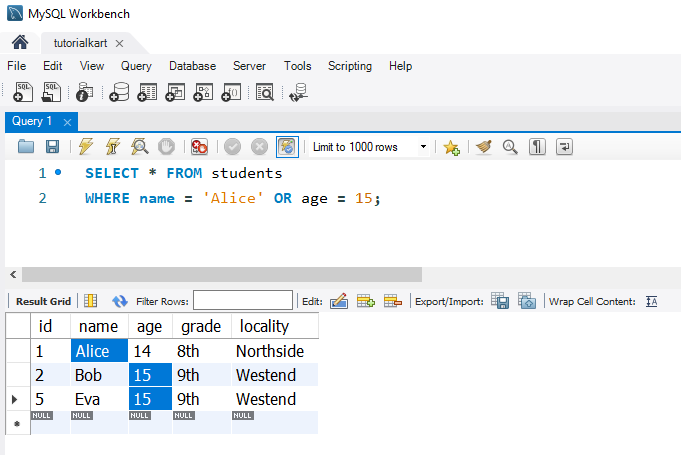 SQL OR Operator - Using OR with Different Data Types