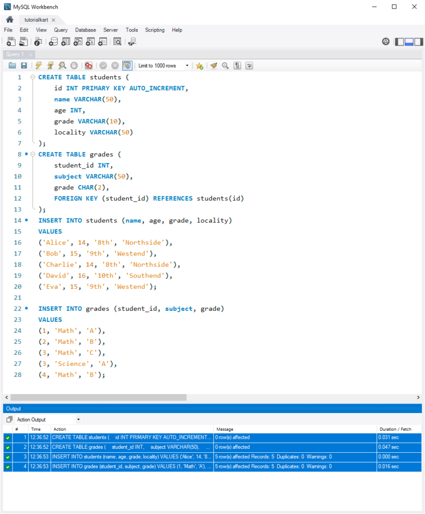 SQL EXISTS Operator - Example Data Setup