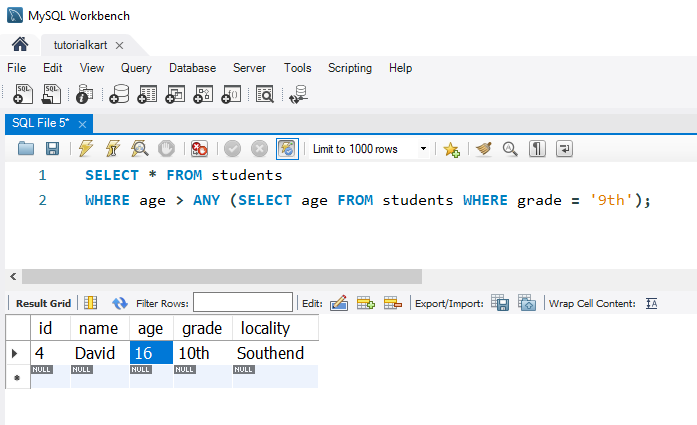 SQL ANY Operator - Example Using ANY with Greater Than (>) Operator