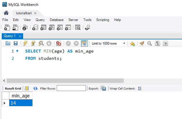 SQL MIN Function - Finding the Minimum Age in the Students Table