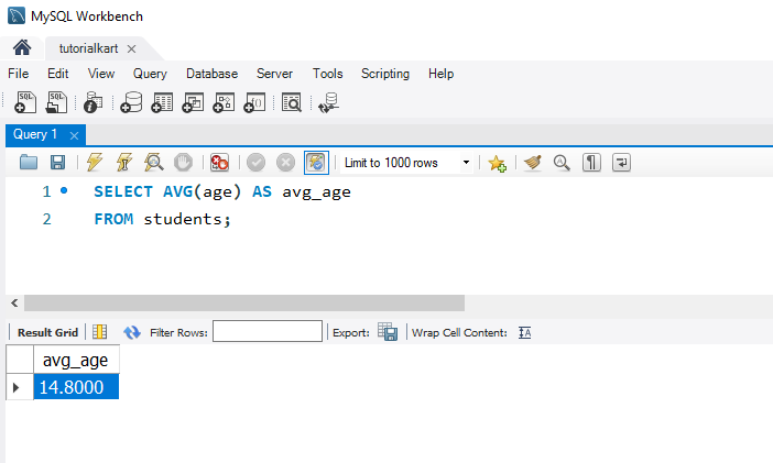 SQL AVG Function - Finding the Average Age of Students