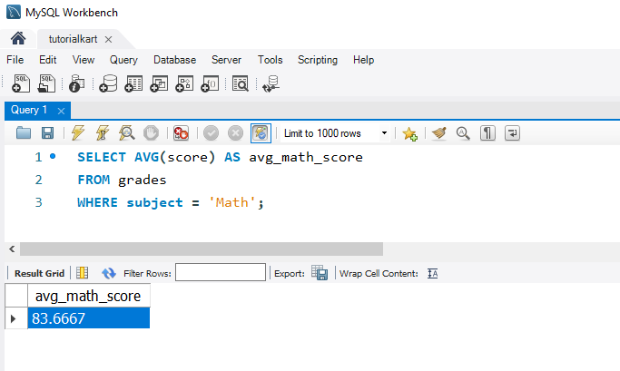 SQL AVG Function - Using AVG with a WHERE Clause