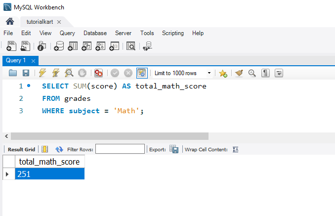 SQL SUM Function Example - Using SUM with a WHERE Clause