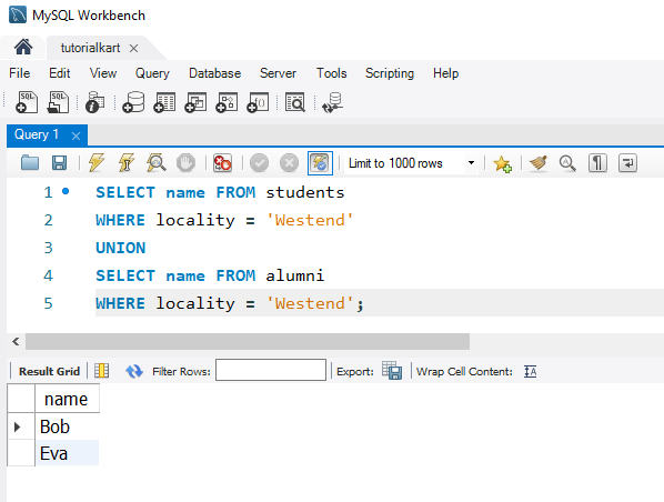 SQL UNION Operator Example - Combining Tables with Additional WHERE Clauses