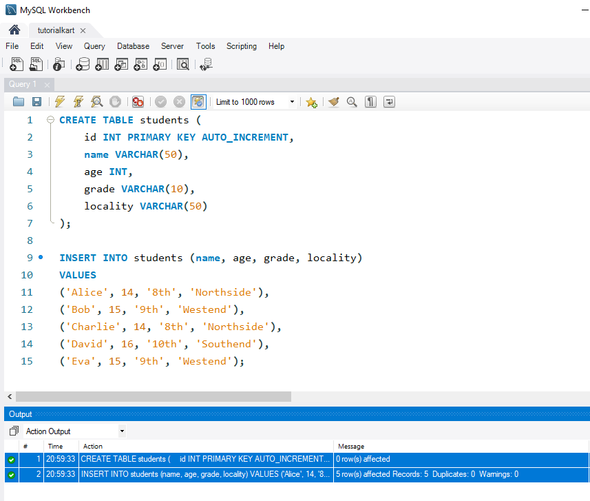 SQL BETWEEN Operator - Setup for Examples