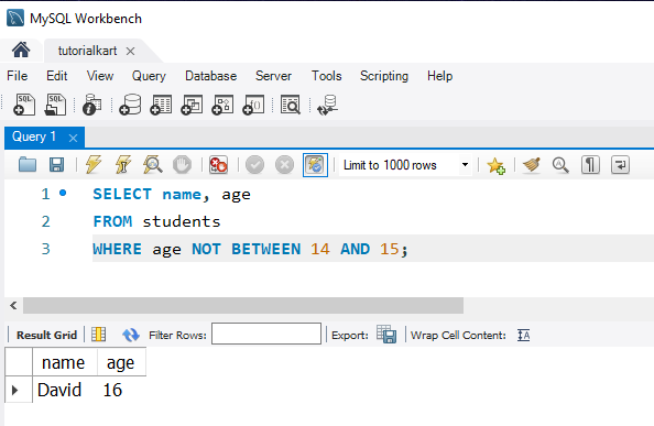 SQL BETWEEN Operator Example - Using NOT BETWEEN to Exclude a Range