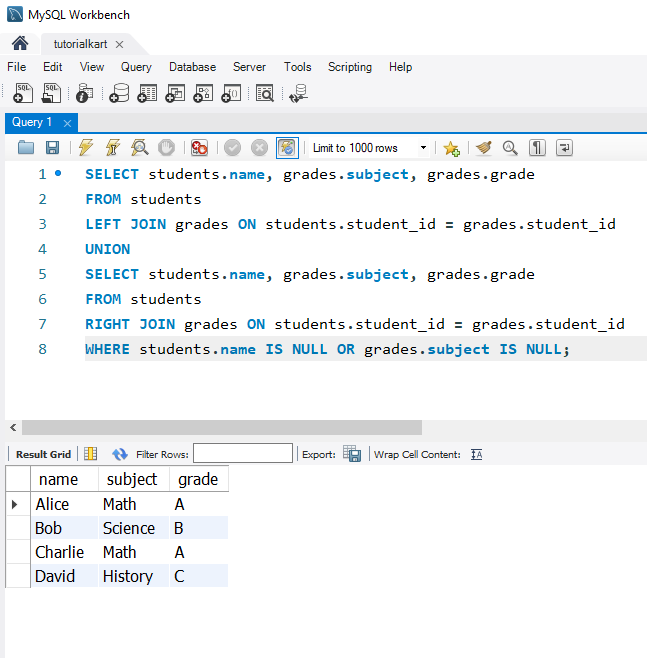 SQL FULL JOIN Example - Filtering FULL JOIN Results with WHERE Clause