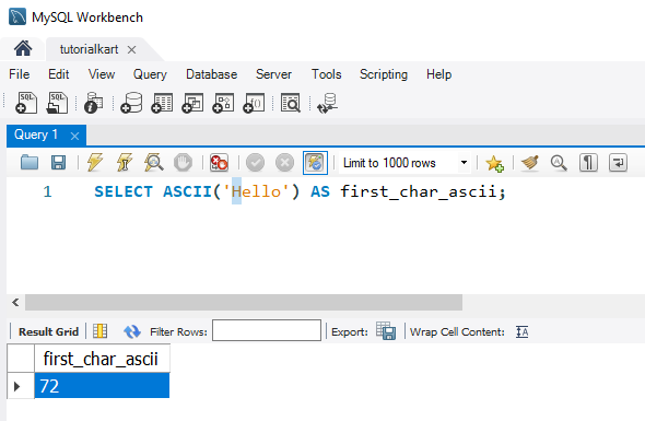 SQL ASCII Function Example - Applying ASCII to a Multi-Character String