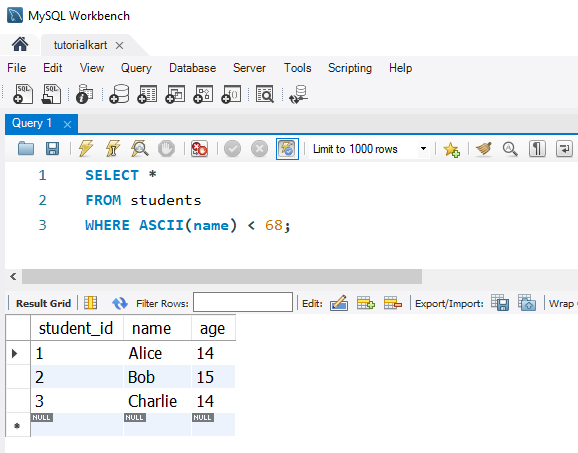 SQL ASCII Function Example - Using ASCII in a Conditional Statement