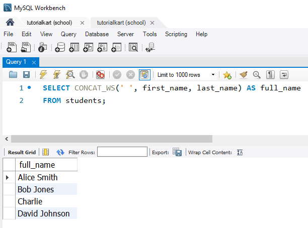 SQL CONCAT() Function Example - Concatenating Multiple Fields with NULL Handling