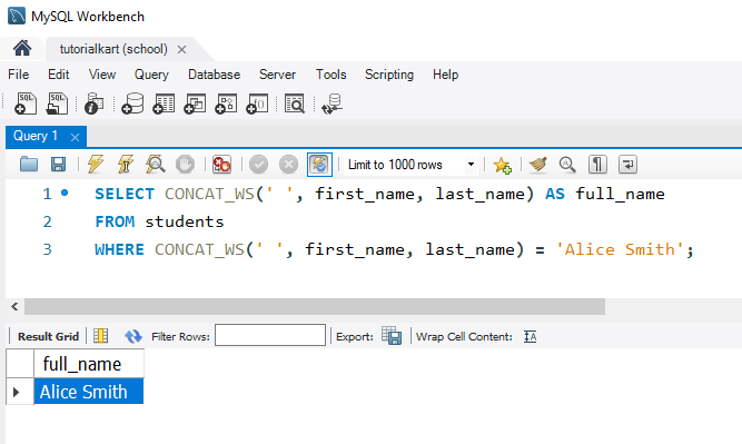 SQL CONCAT_WS() Function Example - Using CONCAT_WS in a WHERE Clause