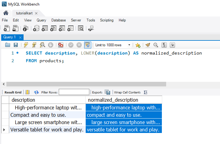 SQL LOWER() Example - Normalizing Descriptions for Consistency