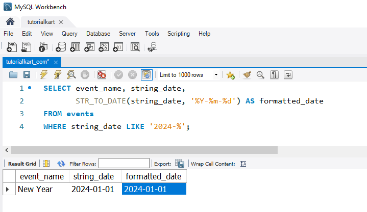 Convert Strings to Dates in MySQL Example - Converting a YYYY-MM-DD Format