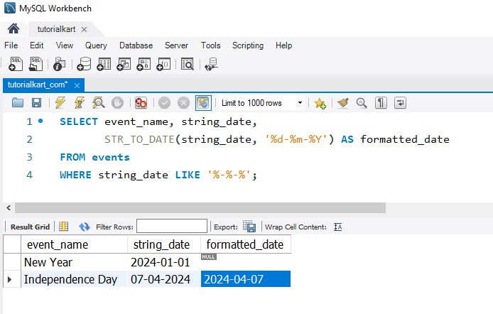 Convert Strings to Dates in MySQL Example - Converting DD-MM-YYYY Format