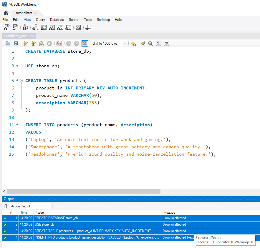 Replace Text in a String in MySQL - Database setup for examples