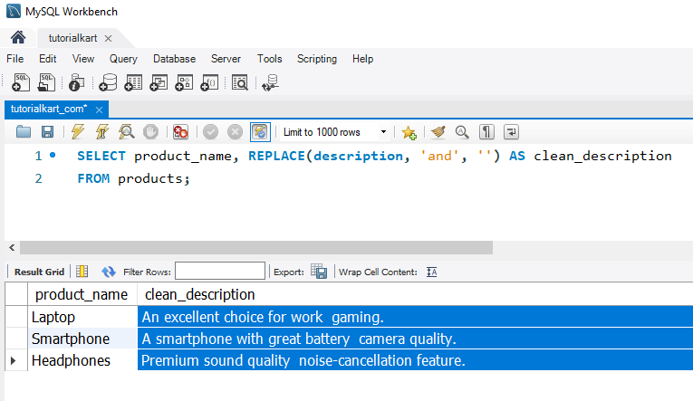 Removing Unwanted Characters by using REPLACE() in MySQL