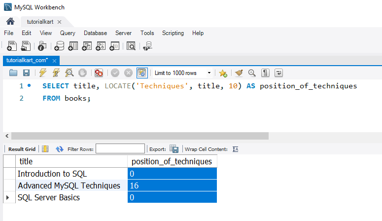 Find Index of Substring in MySQL - Example - Using LOCATE() with a Starting Position