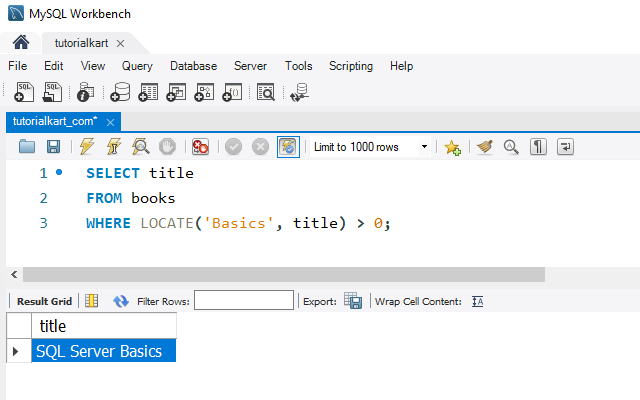 Find Index of Substring in MySQL - Example - Using LOCATE() in a WHERE Clause