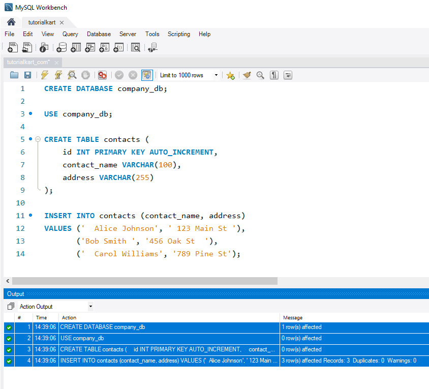 Trim Whitespace from Strings in MySQL - Setup for Examples