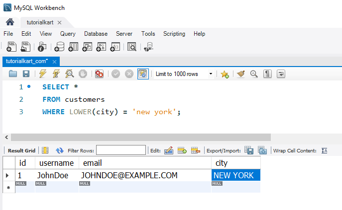 Convert Strings to Lowercase in MySQL - Example - Using LOWER() for Case-Insensitive Searches