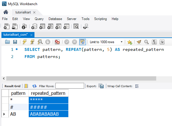 Repeat Strings in MySQL - Example - Creating a Simple Repeated Pattern of Column Data