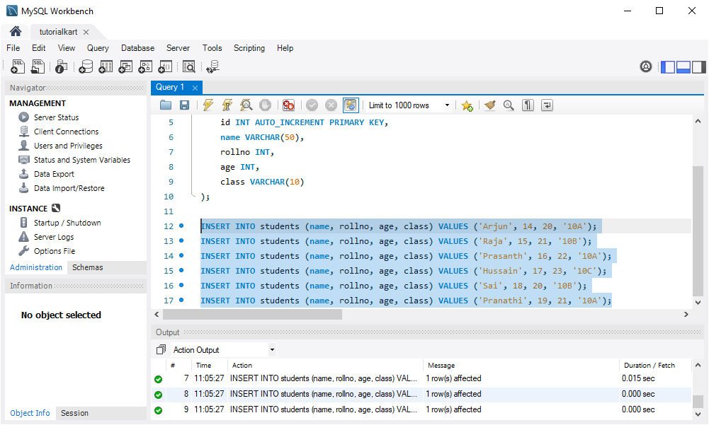 MySQL - Insert Data into the Table