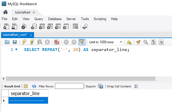 Repeat Strings in MySQL - Example - Creating a Separator Line with REPEAT()