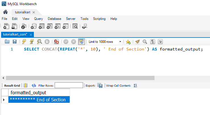 Repeat Strings in MySQL - Example - Using REPEAT() with CONCAT() for Custom Formatting