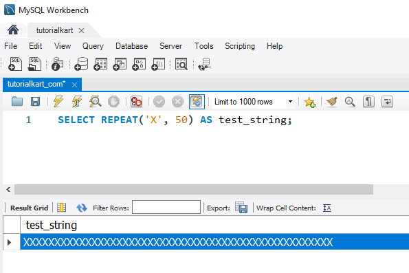 Repeat Strings in MySQL - Example - Using REPEAT() to Generate Test Data