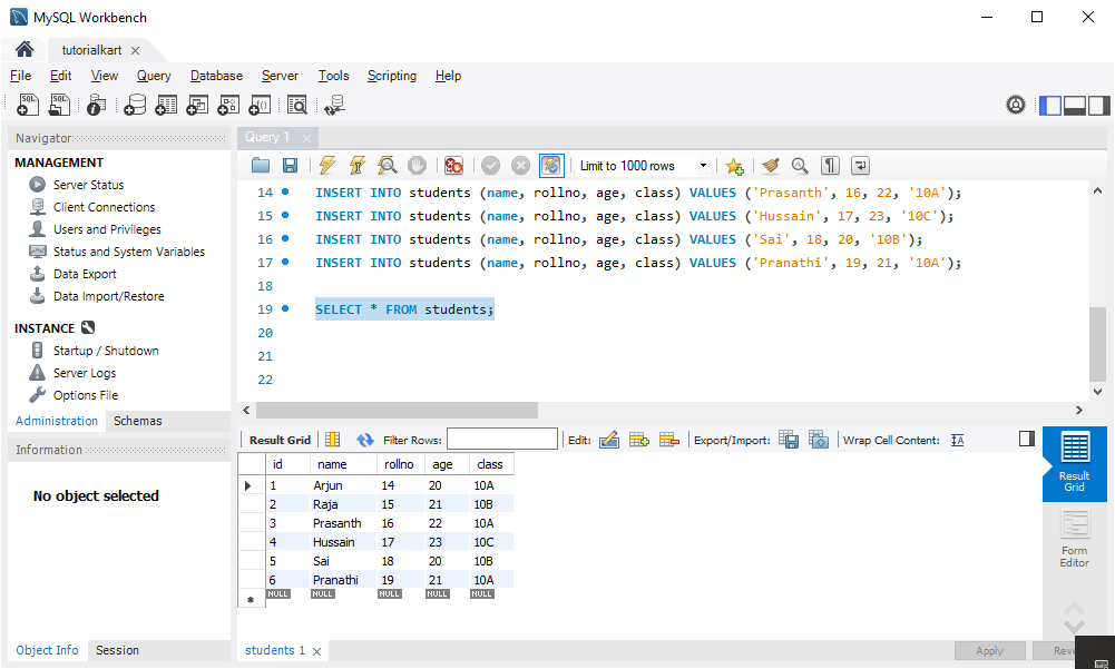 MySQL Select Rows from the Table - Select all rows