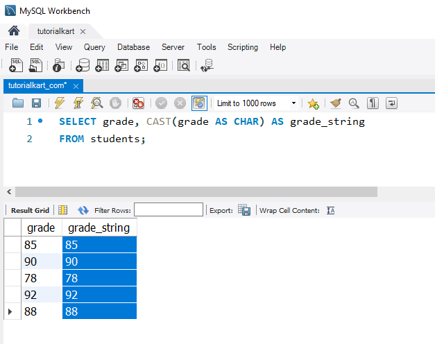 Using CAST() to Convert Integer to String in MySQL