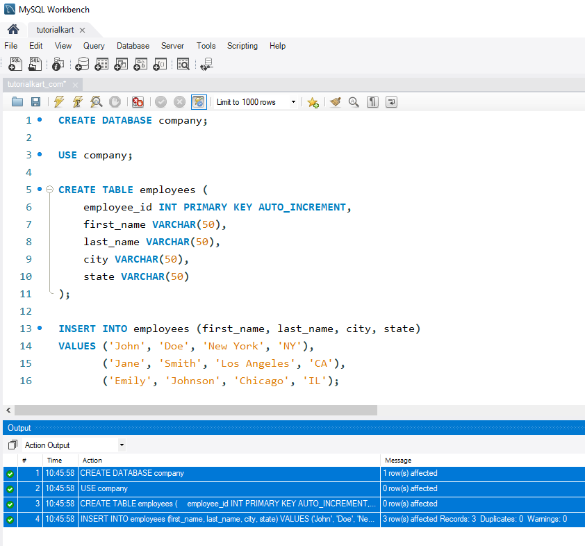 SQL SPACE() - Setup for examples