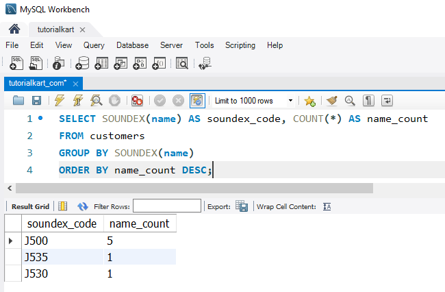 SQL SOUNDEX() - Example: Using SOUNDEX() for Data Standardization