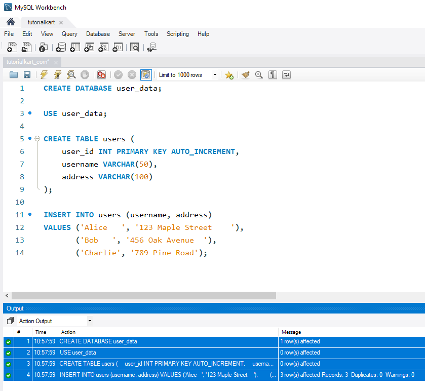 SQL RTRIM() - Setup data for examples