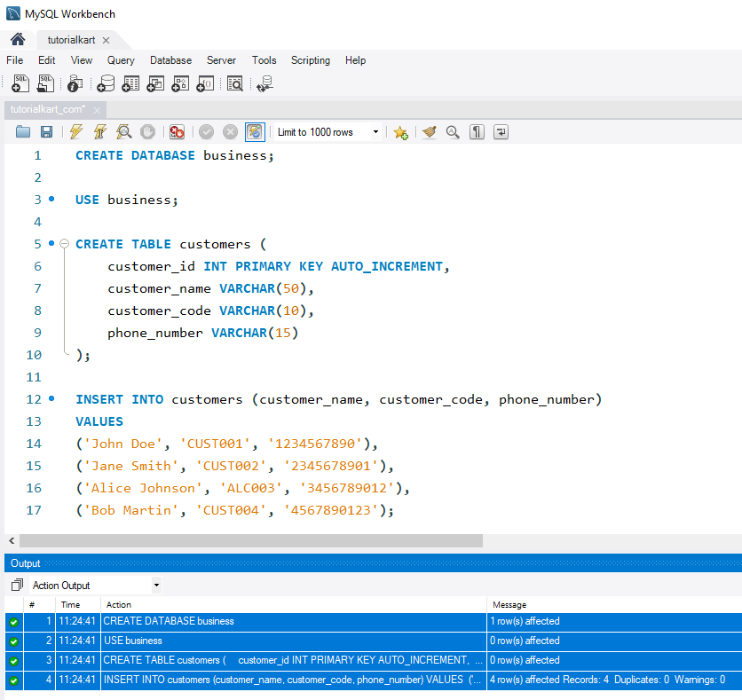 SQL LEFT() - Setup database for examples