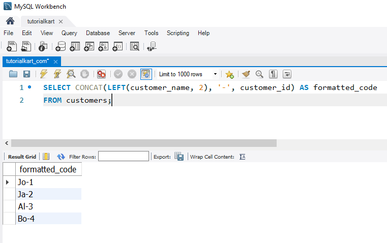 SQL LEFT() - Example: Using LEFT() to Format Output