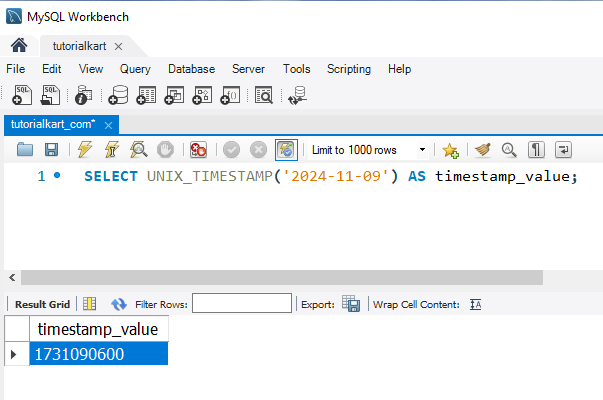 Convert Dates to Timestamps in MySQL - Example: convert a specific date, such as 2024-11-09, to a timestamp