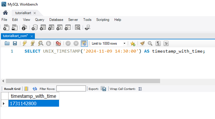 Convert Dates to Timestamps in MySQL - Example: Convert date with a time component, such as 2024-11-09 14:30:00, to a timestamp