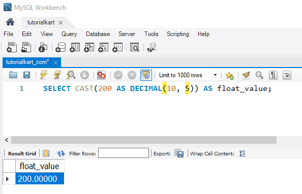 Convert Integers to Floats in MySQL - Example: CONVERT 250 to DECIMAL with base 10 and precision 5