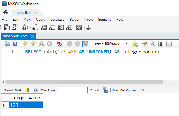 Convert Floats to Integers in MySQL - Example 1: convert 123.456 to integer