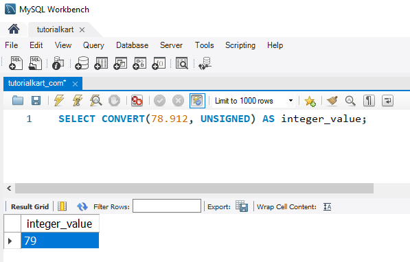 Convert Floats to Integers in MySQL - Example 2 using CONVERT() function